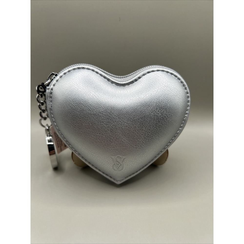 Victoria's Secret Coin Wallet Silver Heart Shape Keychain New